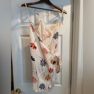 O'Neill Cream Floral-Print Spaghetti-Strap Mini Dress